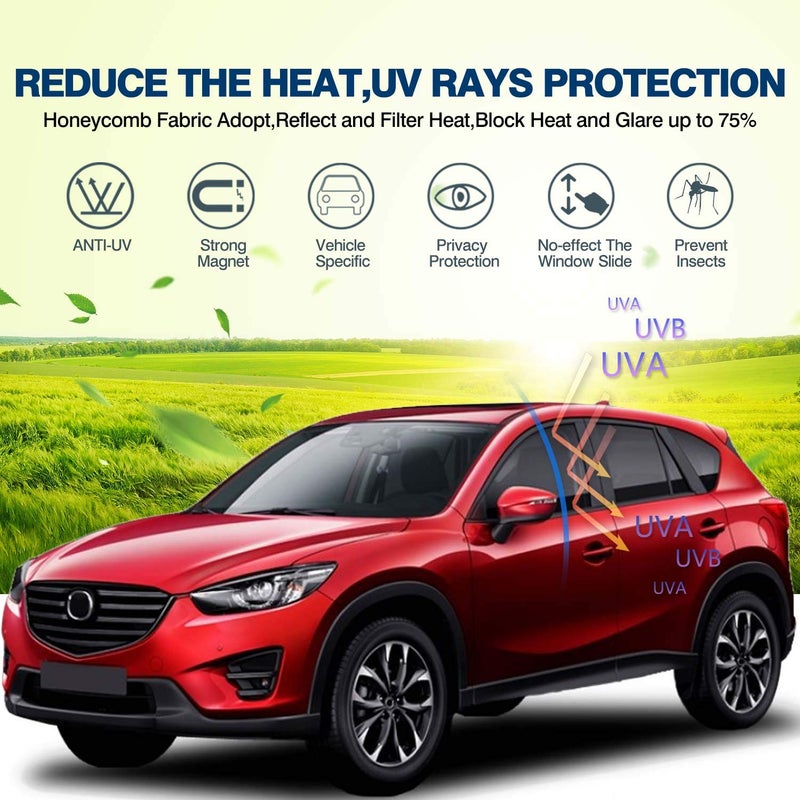 Mixsuper Custom Fit Sun Shade for Mazda CX-5 2017-2023 2024, Side Window Shade for CX5, Magnet Mesh Sunshades UV Rays Protection 6 Pack - Image 2